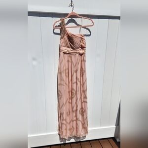 City Studio Greecian Prom Dress | Y2K Formal Dress | Blush and Gold One Shoulder